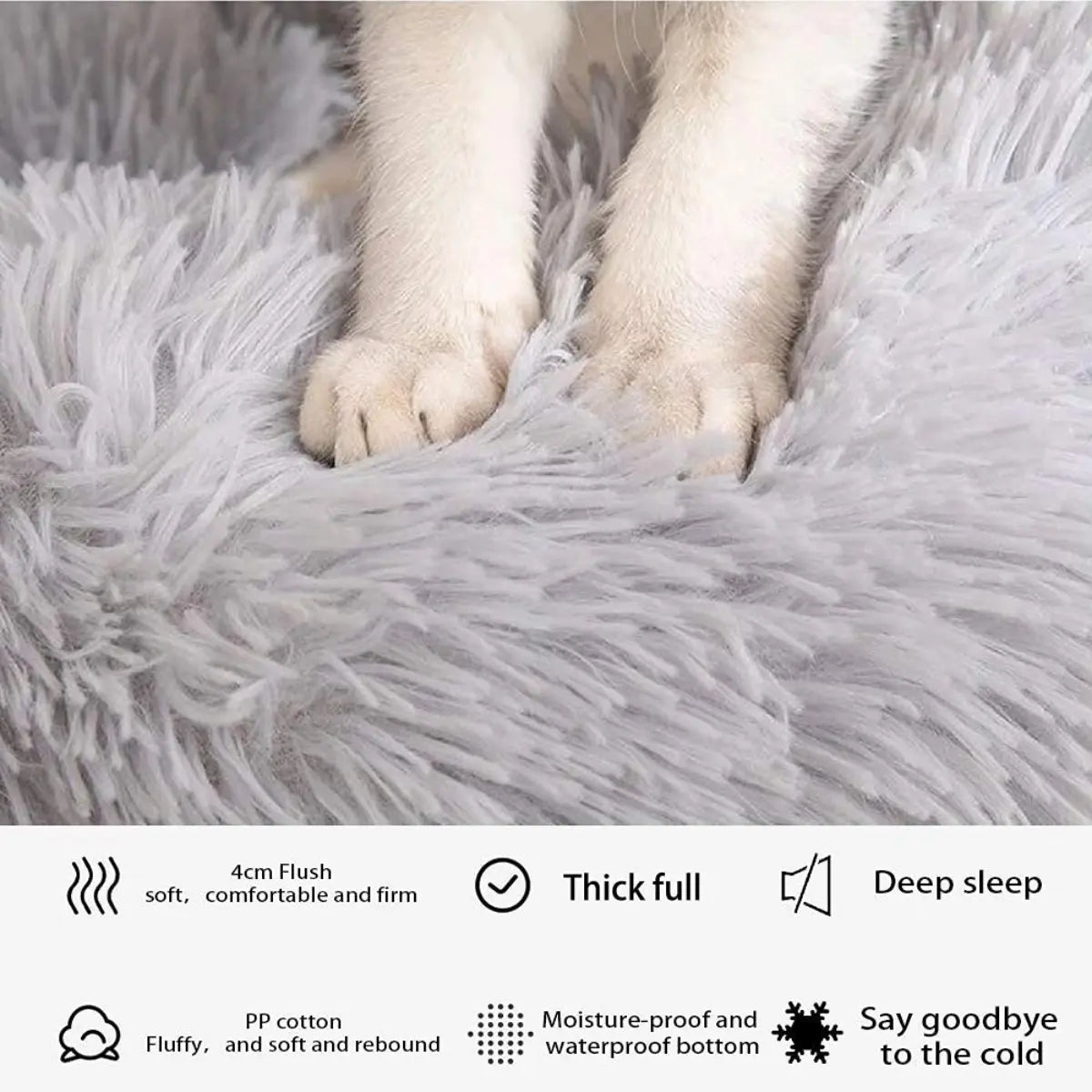 Round Pet Bed for Large Dogs & Cats Super Soft Plush Dog House Winter Warm Sleeping Comfortable Calming Bed for Medium Breeds