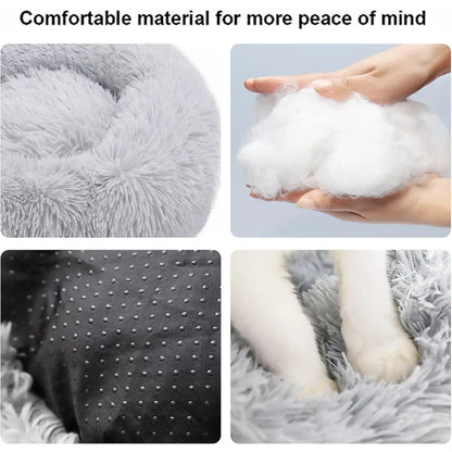 Round Pet Bed for Large Dogs & Cats Super Soft Plush Dog House Winter Warm Sleeping Comfortable Calming Bed for Medium Breeds