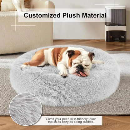 Round Pet Bed for Large Dogs & Cats Super Soft Plush Dog House Winter Warm Sleeping Comfortable Calming Bed for Medium Breeds