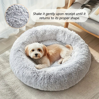 Round Pet Bed for Large Dogs & Cats Super Soft Plush Dog House Winter Warm Sleeping Comfortable Calming Bed for Medium Breeds