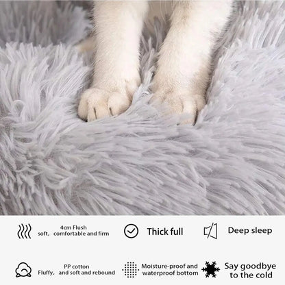 Round Pet Bed for Large Dogs & Cats Super Soft Plush Dog House Winter Warm Sleeping Comfortable Calming Bed for Medium Breeds